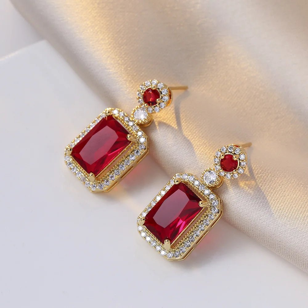 3-piece Set Luxury Fashion Emerald Necklace Earrings Ring - Madmozale -