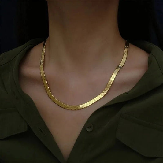 Flat snake chain Necklace - Madmozale -